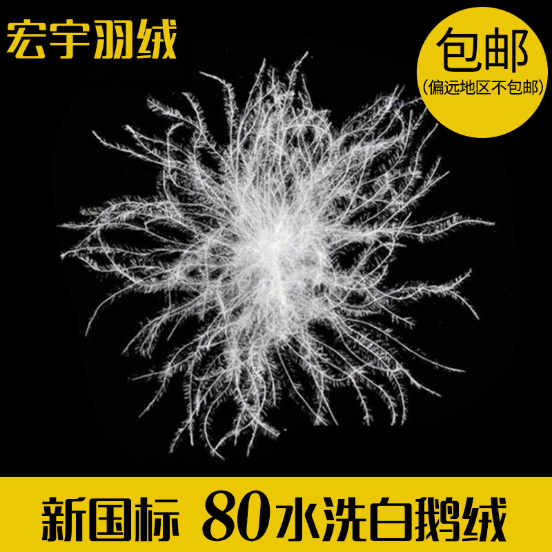 厂家直销80白鹅绒新国标水洗大朵纯白80纺织羽绒羽毛原料批发