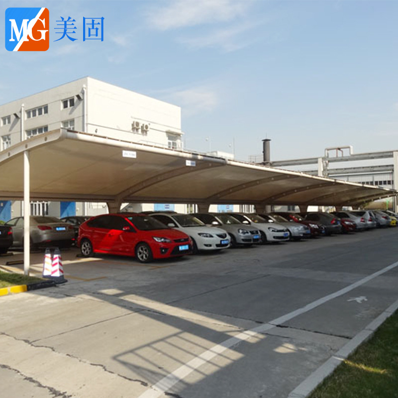 户外大型钢膜结构停车棚  电动车棚遮阳遮雨汽车停车棚