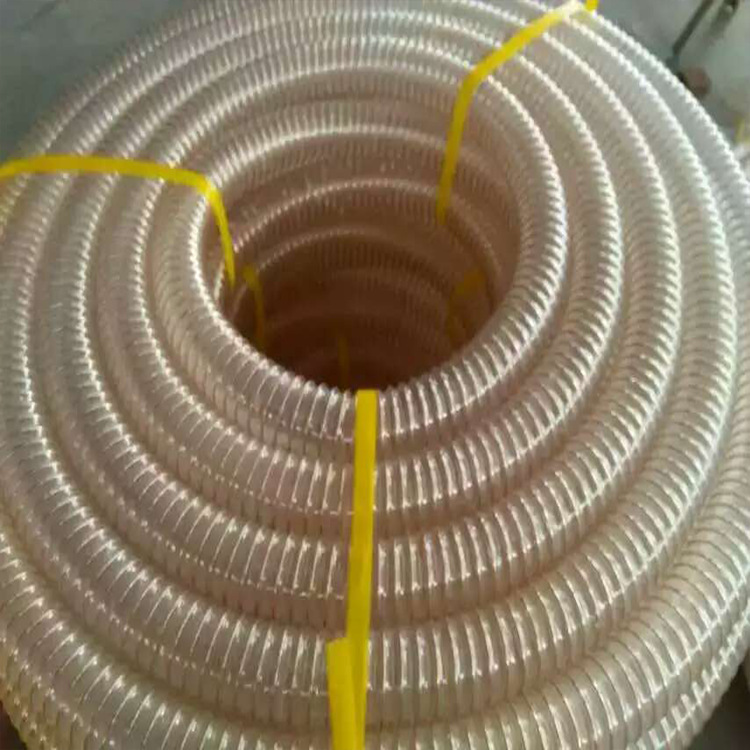 厂家专业生产PVC透明钢丝软管 红蓝白边PVC增强钢丝管