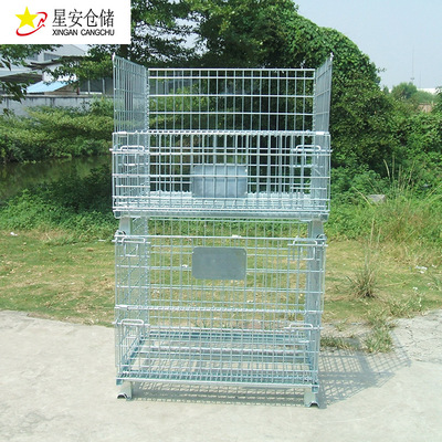 定制堆垛式重型仓储笼蝴蝶笼 金属镀锌车间周转回收折叠式仓储笼
