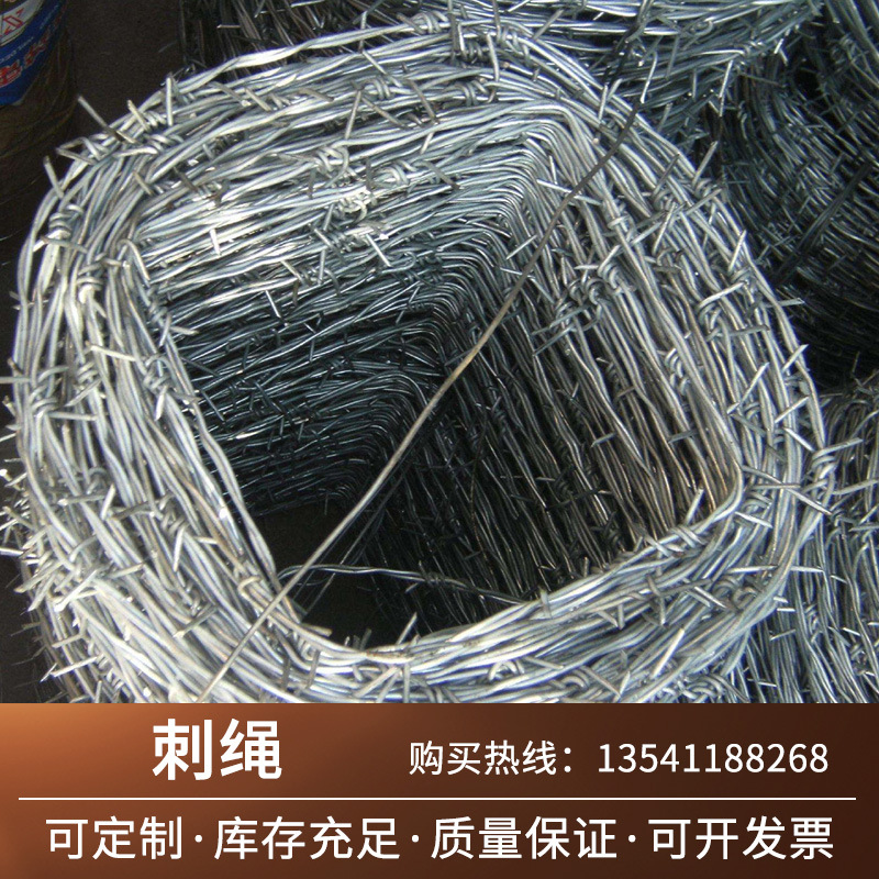 厂家直销 304镀锌圈地防护刺丝刺线刺绳  防盗铁丝网  不锈钢刺绳