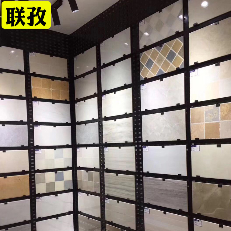 瓷砖展架供应支架倾斜冲孔瓷砖展示架立式黑色瓷砖展厅展示架定制