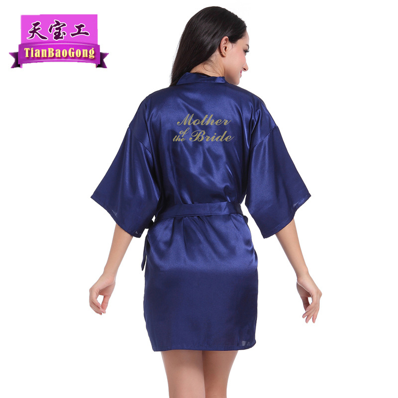 跨境 烫字Mother of the Bride睡袍女夏 新娘母亲婚礼化妆晨袍