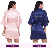 天宝工女士丝绸薄款睡袍烫钻Bridesmaid婚礼伴娘化妆开衫袍
