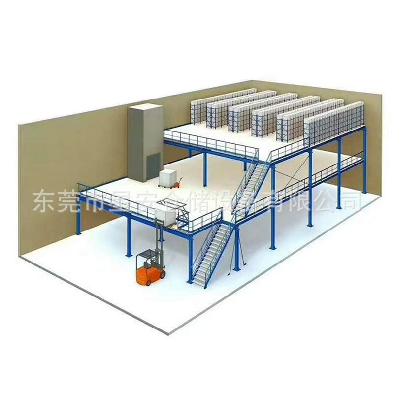 定制仓库横梁式货架贯通式双层货架立柱阁楼加厚托盘大型仓储货架