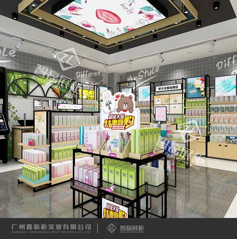 新款化妆品货架_名品柜台_美妆护肤柜_专业展柜厂家