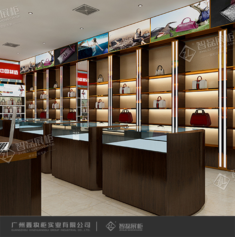皮具店展柜_皮具货架_箱包柜展示柜定制