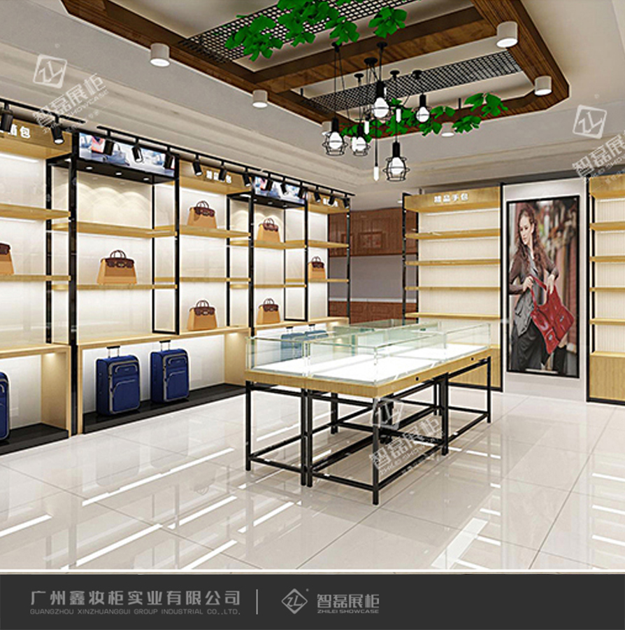 展柜皮具护理展示架工作台_木制包包展柜_收银台台柜台货架