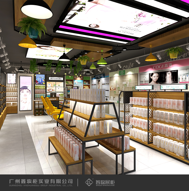 广州美妆化妆品店货架_化妆品陈列柜厂家直销