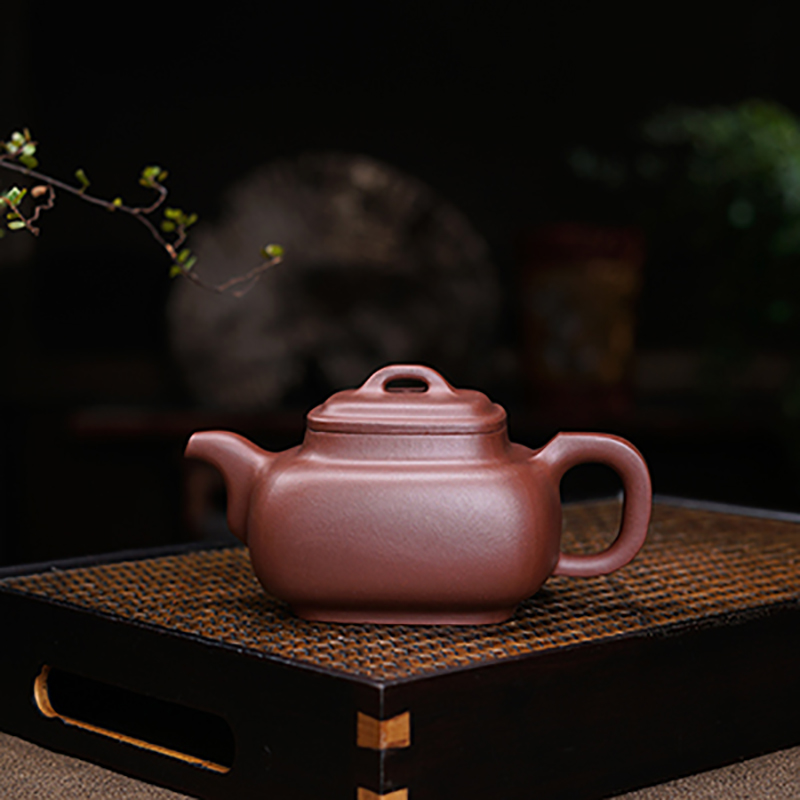宜兴紫泥半手工工艺品紫砂壶蔡顺祥 混四方 AB9012