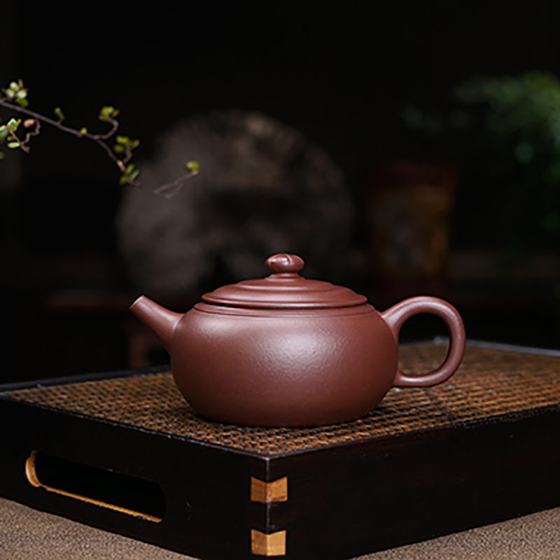 宜兴紫泥半手工工艺品紫砂壶吴秋文 菊钮巨轮壶 BA8044