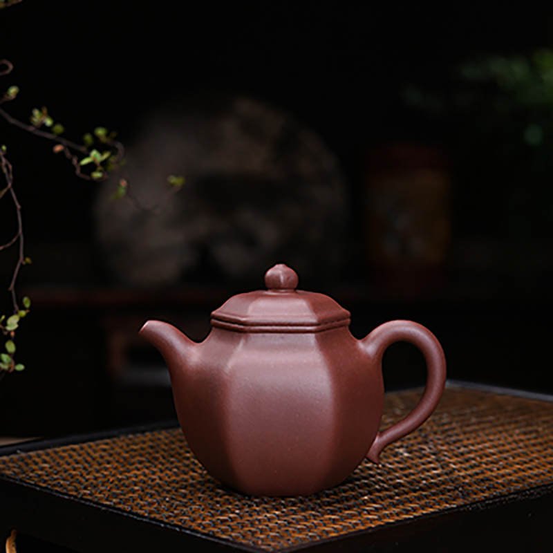 宜兴紫泥手工吴寅 六方莲子 定制紫砂壶BC9035