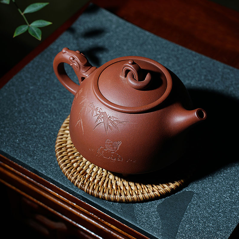 宜兴紫泥手工紫砂壶_范亚云 环龙三足 BA9002