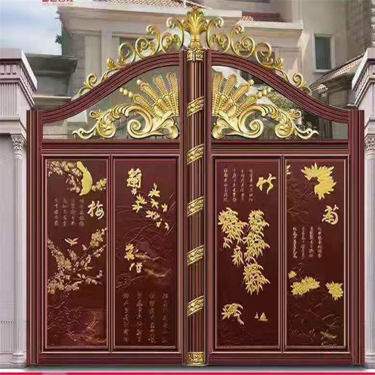 定制防盗防碰撞红外铝艺大门-铝合金豪华别墅大门-花园小区大门