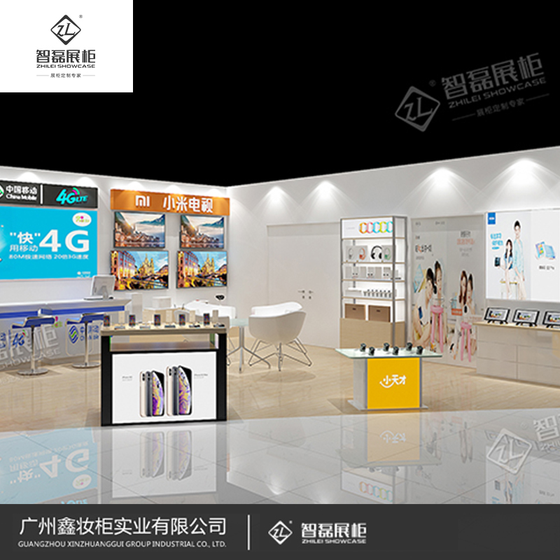 专业定制_手机展示柜_商场中岛柜
