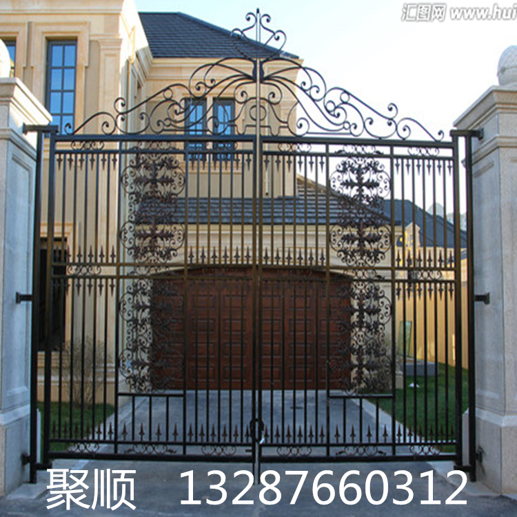 庭院入户门价格_欧式雕花铁艺大门_铁艺大门厂家_聚顺