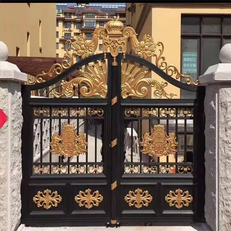 铝艺大门-对开门-农村四开家用铝合金大门-进户双开别墅庭院门