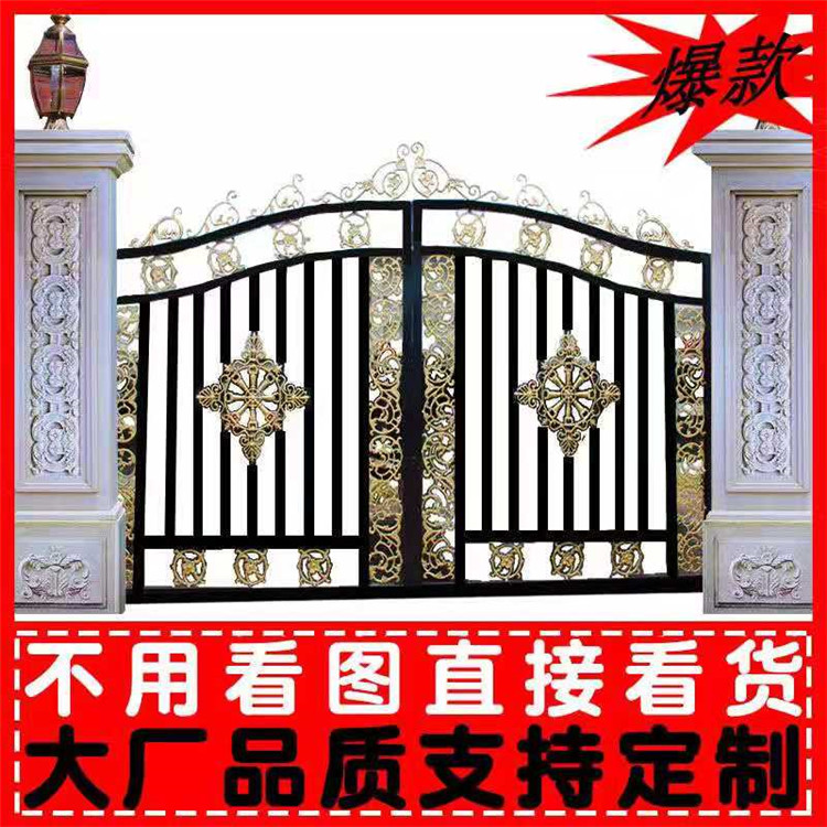 厂家直销-别墅铁艺大门-仿铝艺大门-庭院铁艺大门进户门-定制