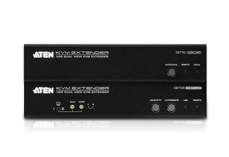 ATEN宏正USB VGA双显示Cat5 KVM信号延长器CE774
