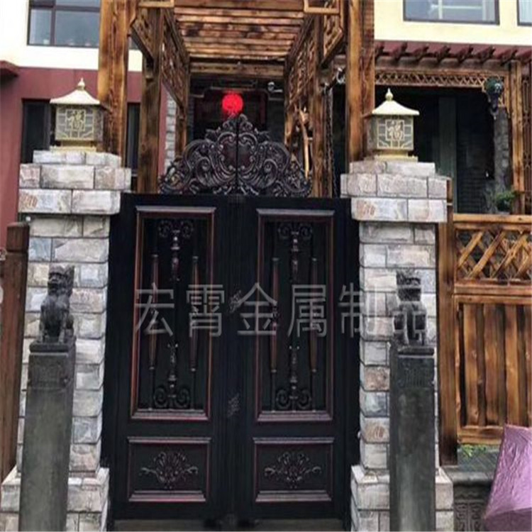 铝艺大门_厂家直销电动铝艺庭院大门_豪华花园中式别墅大门_电动推拉门定制