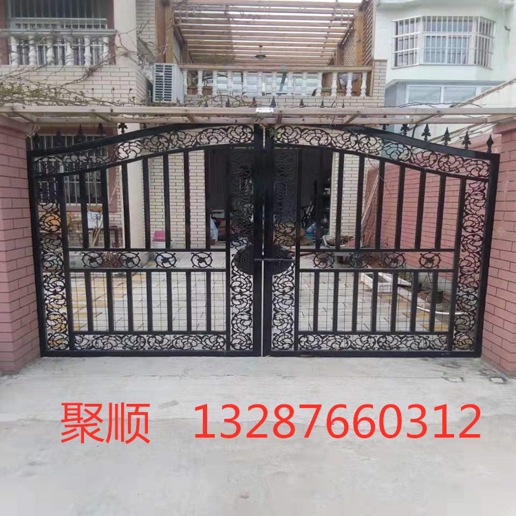 厂家直销豪华别墅铁艺大门-仿铝艺大门-庭院铁艺大门进户门定制_聚顺