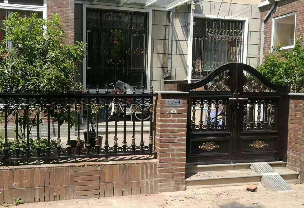 花园自建房大门_乡村围墙庭院别墅铝合金大门_别墅电动双开门_平移铝艺别墅门