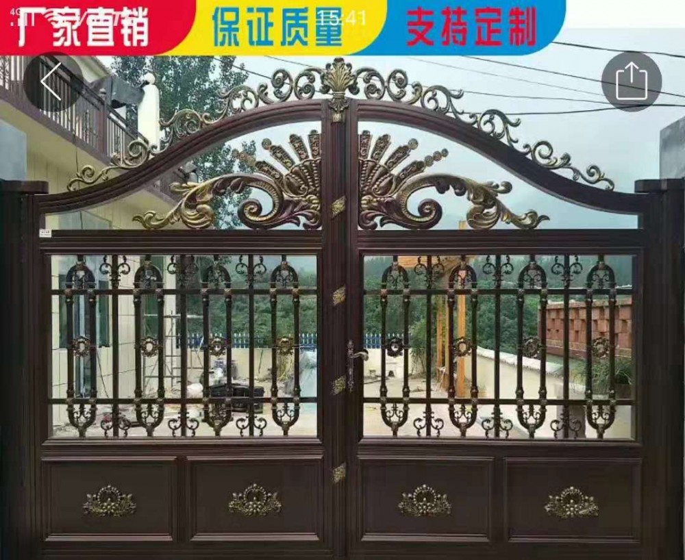 别墅铝艺大门-庭院大门-精致耐腐蚀不生锈坚固豪华欧式家用平开-双开铝艺大门