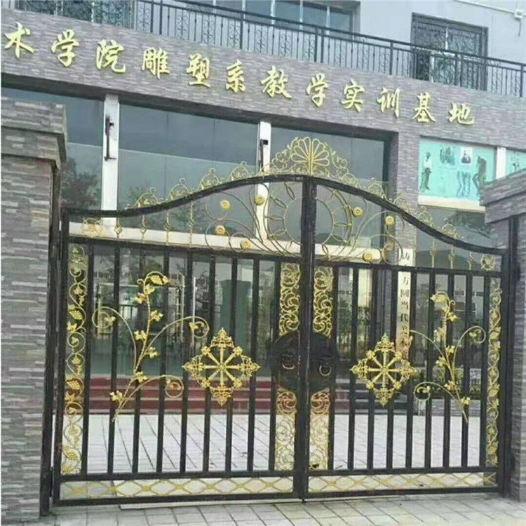 铁艺大门-别墅庭院门-院子进户门-社区双开平移门-铸铁农村院子围墙门