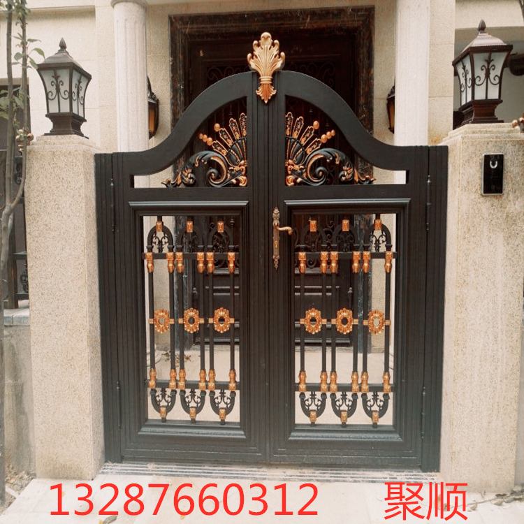 多规格铝艺门定制 庭院铝艺大门制作 铝合金大门定制安装--聚顺