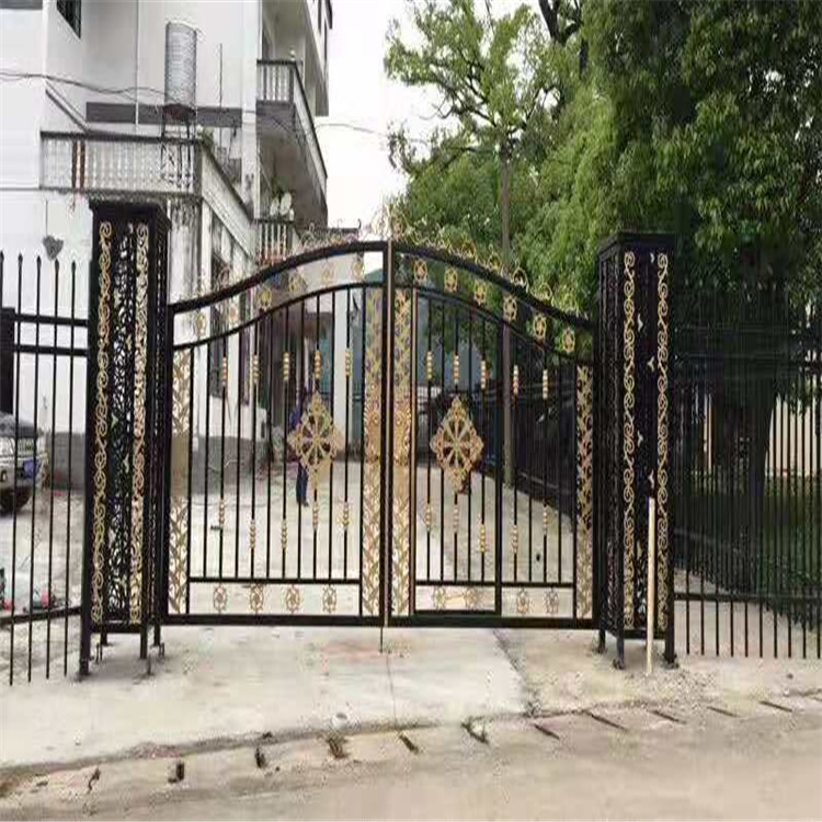 铁艺大门定做_公园小区厂房双开铁艺门_欧式别墅庭院大门多规格--聚顺