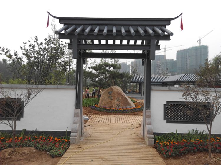 中式钢结构大门_唐宋_中式钢结构廊架I凉亭设计施工