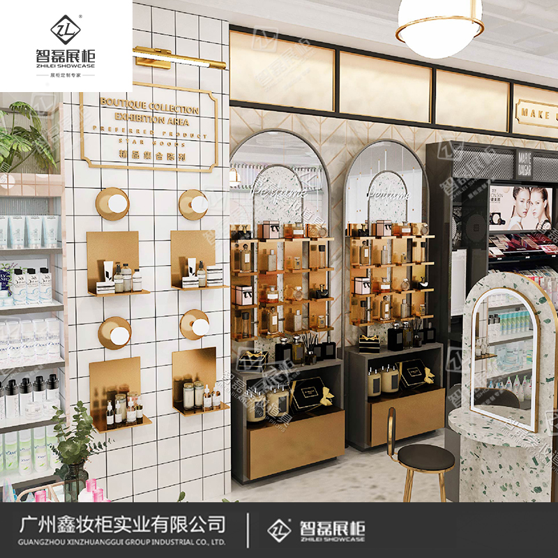 厂家直销定制化妆品展示柜_美妆展柜_高端定制展示柜