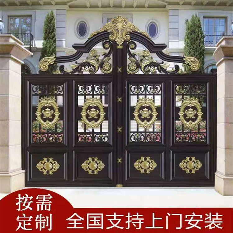 豪华欧式铝艺大门-仿古铝艺大门-双开入户大门-定制多规格-花园小区铸铝门