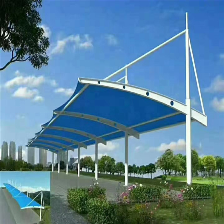 膜结构汽车棚_户外遮阳车棚_膜结构工程_社区小区停车景观棚