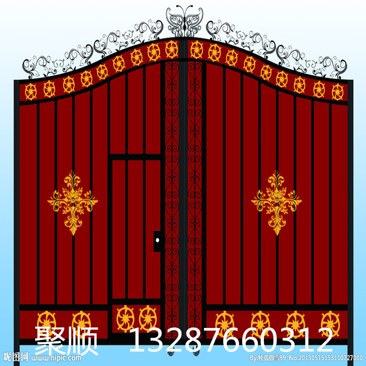 铁艺大门厂家直销 庭院铁艺大门 防盗大门经销--聚顺