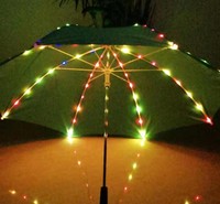 深圳雨伞  厂19寸 儿童灯光伞 直杆带灯发光学生伞 演出舞蹈七彩星空发光伞