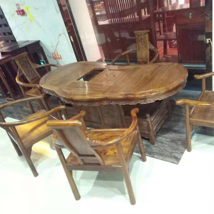 红木茶台批发 中山红木家具家具厂家 云鑫腰型檀香茶桌批发