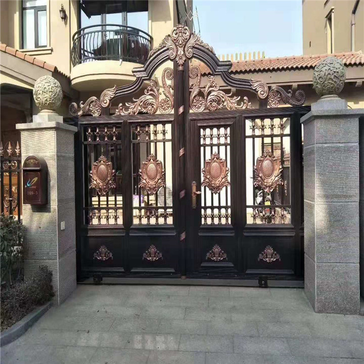 庭院铝艺小门_铝合金电动刷卡遥控大门_学校别墅庭院门