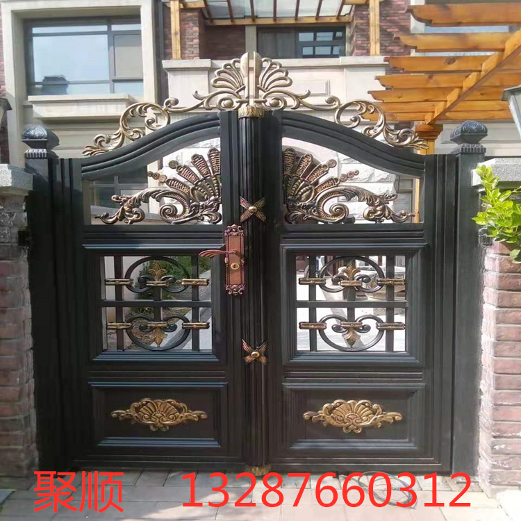 时尚高档铝艺大门_别墅庭院门_聚顺别墅遥控门_小区大门_入户门可定制