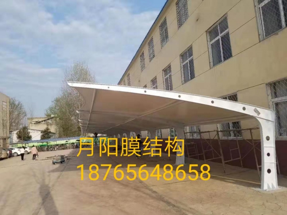 厂家直销膜结构七字车棚_简易停车棚_汽车遮阳棚_景观膜结构