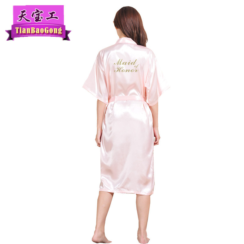伴娘礼服纯色晨袍 咸阳纯色晨袍 天宝工丝绸睡袍供应
