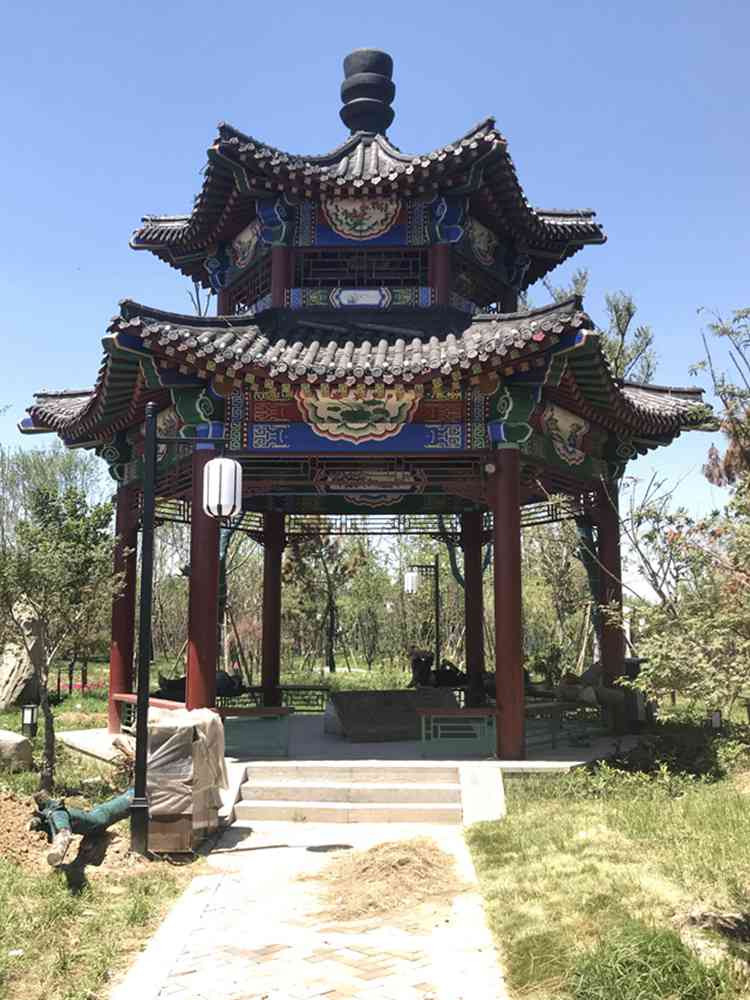 临朐中式仿古四角凉亭_防腐木凉亭施工