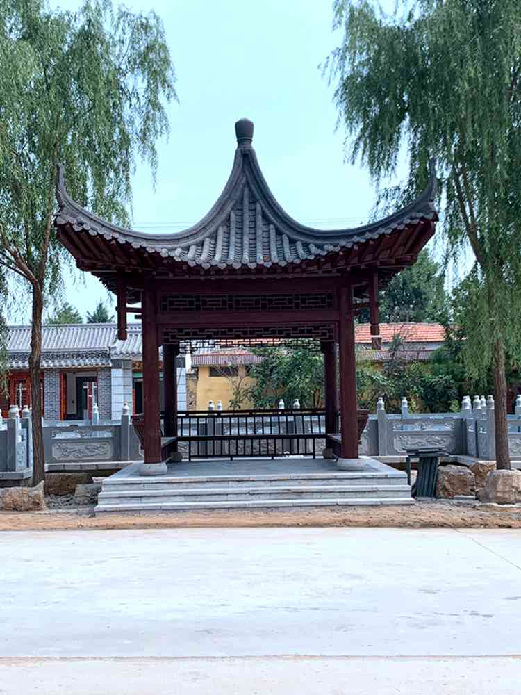 山东仿古凉亭_防腐木四角凉亭设计