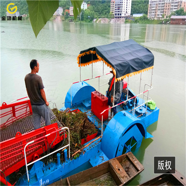 水草收割船图片  水面垃圾收集船  水面清理船价格