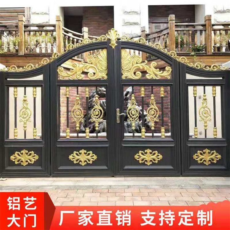别墅铝艺大门_铝合金平开门_欧式雕花铝艺门-庭院别墅防盗铝艺大门
