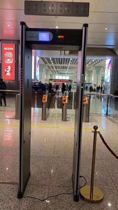 潍坊人体测温安检门,潍坊小区学校红外线测温安检门,通过式测体温门娱乐场所