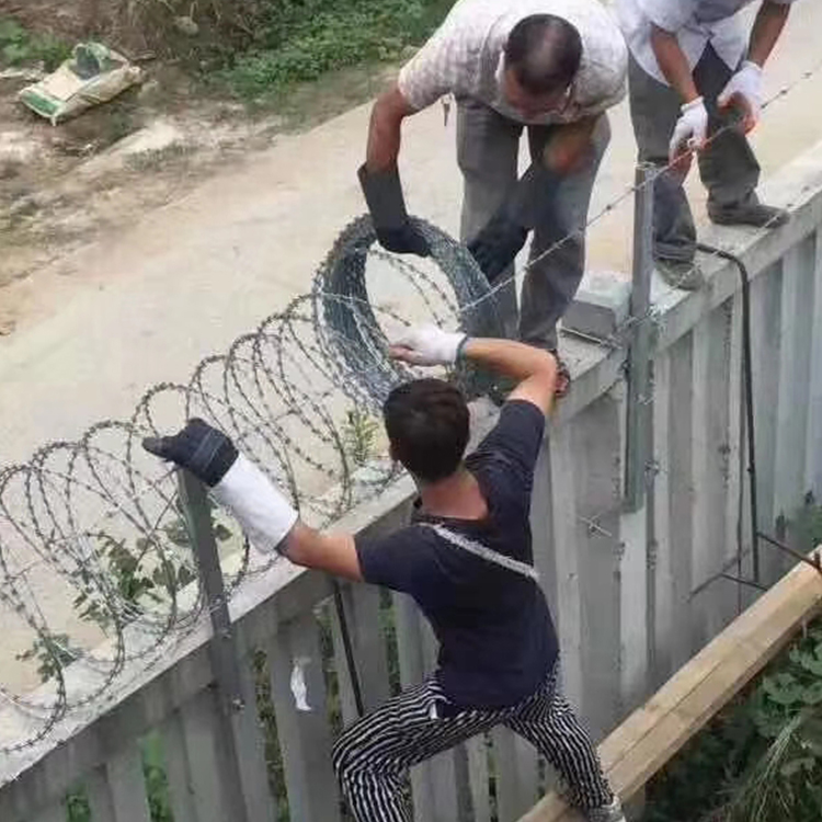 厂家供应 道路围墙隔离防爬防护带刀片刺绳  可定制飞腾刀片刺绳