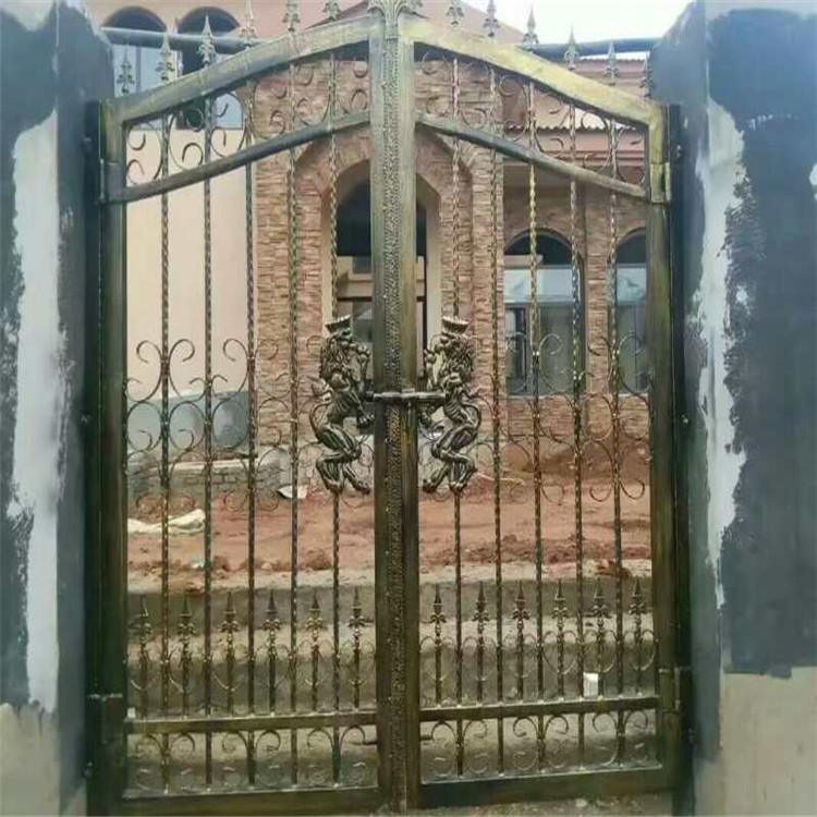 铁艺大门_定制小区别墅对开铁艺门_厂区学校铁制大门_家庭铸铁大门