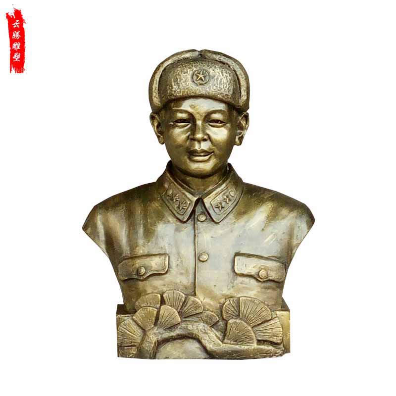 玻璃钢仿铜雷锋胸像 玻璃钢头像雕塑 学校人物胸像定制