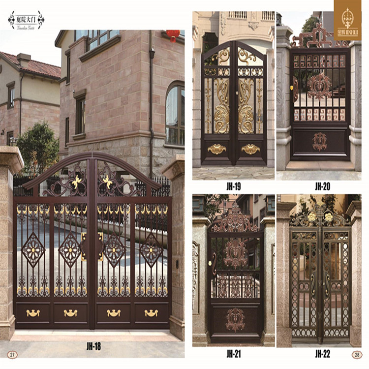 铝艺大门--别墅小区庭院安全铝艺大门--聚顺